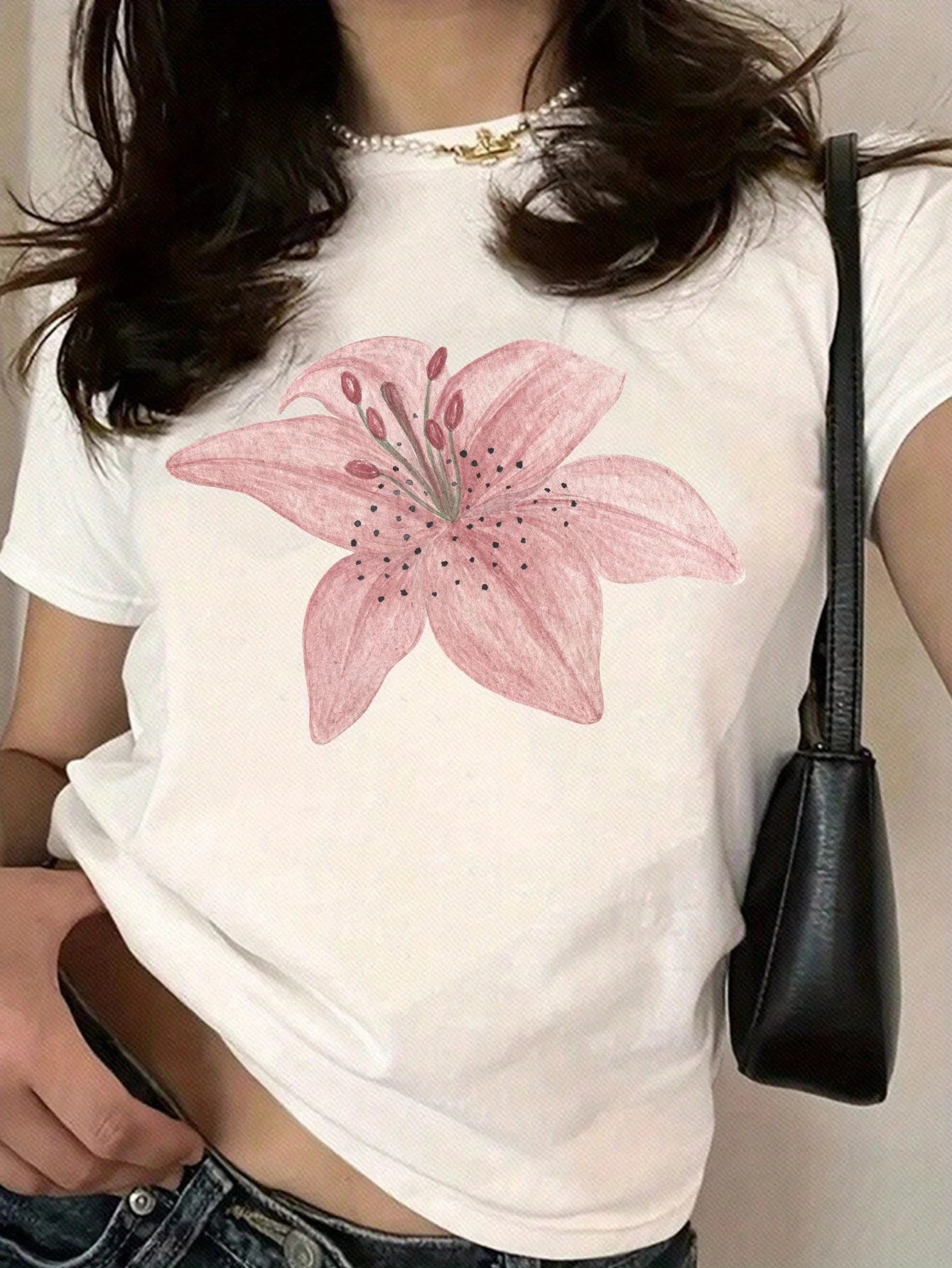 Women's Casual Floral Print Women's Crewneck Casual Short Sleeve T-Shirt Summer Harajuku Streetwear Tops Tees Women Clothes