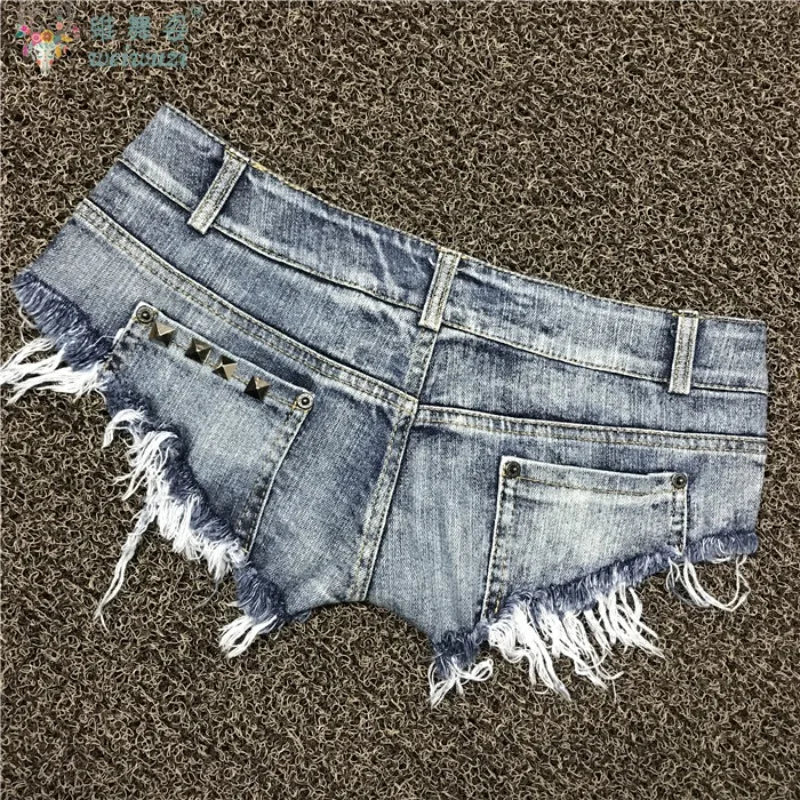 Harajuku Y2K Rivet Women Denim Shorts Sexy Low Rise Denim HOT pants JEANS Nightclub Pole Dance DS Mini Shorts Flirting Uniform