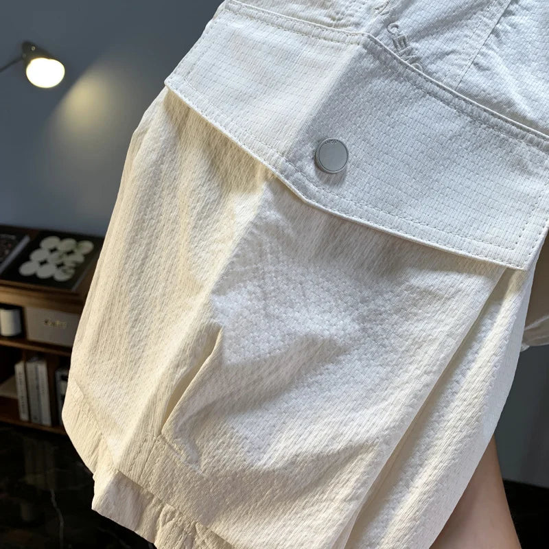 Work shorts for men in summer, thin, cool, breathable, outdoor, loose, elastic, versatile beach pants