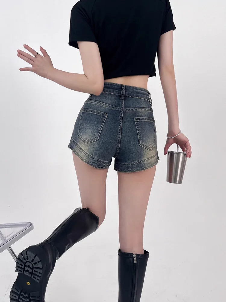 Shorts Women Denim Sexy High Waist American Style Retro Fashion Summer Hotsweet Streetwear All-match Casual Jeans Pants