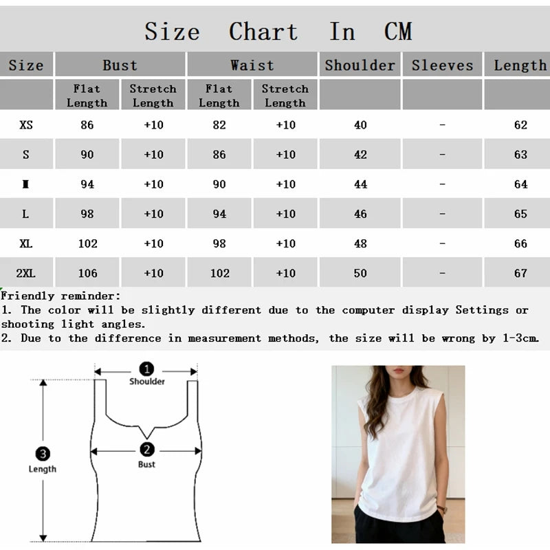 Woman Loose Sleeveless Tank Top Summer Casual Vest Basic Daily T-shirt Sweet Style Suitable For Students Stretchy Soft Lady Wear